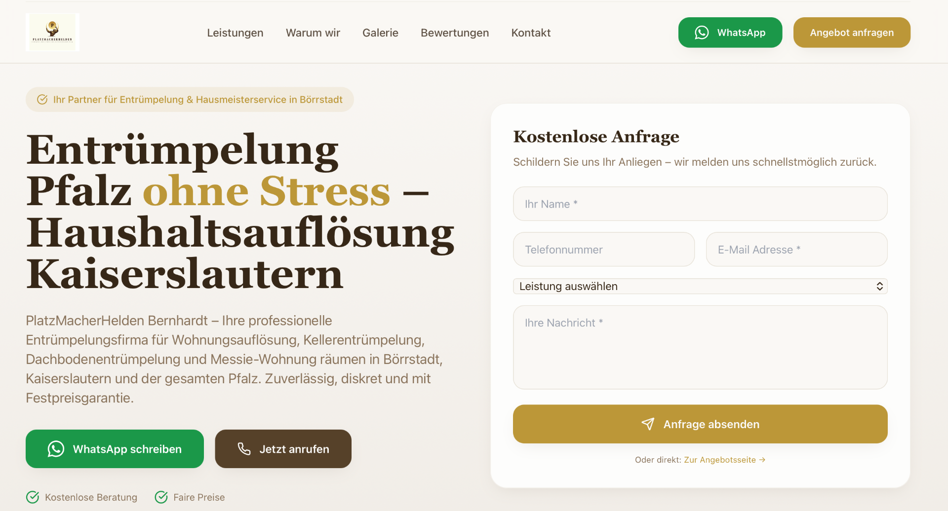 Platzmacher Helden, Hausmeister & Entrümpelung